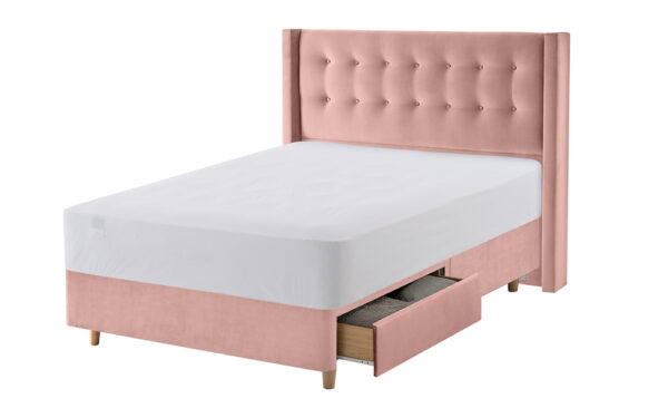 Silentnight Bloomsbury Dusky Pink Velvet Bed Frame - Image 2